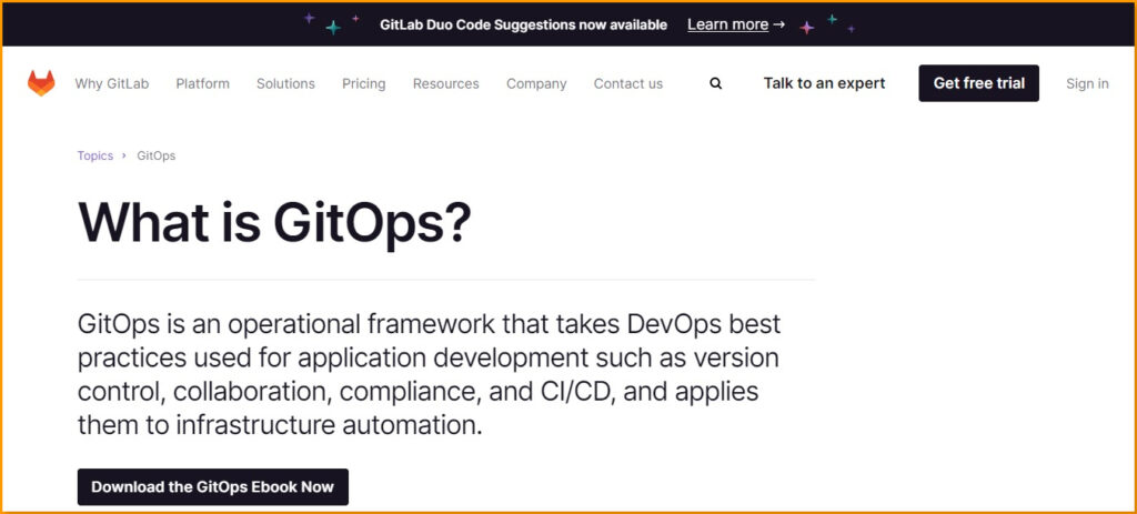 GitOps Definition by GitLab Official Webpage