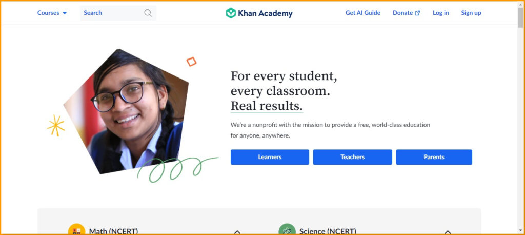 Khan Academy Official Web Page