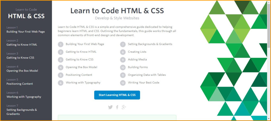 Learn to Code HTML & CSS Home Page
