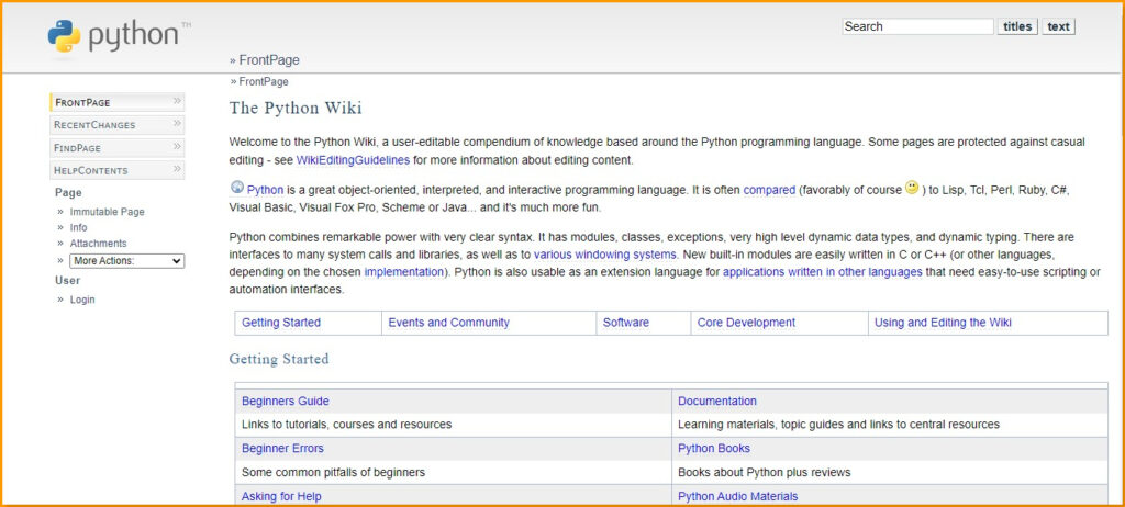 Python wiki Official Web Page